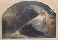 Door De Riemkap gerestaureerde aquarel op papier.