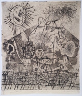 Door De Riemkap gerestaureerde tekening in pastel op papier.