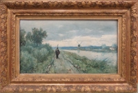 Door De Riemkap gerestaureerde aquarel op papier.