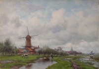 Door De Riemkap gerestaureerde aquarel op papier.