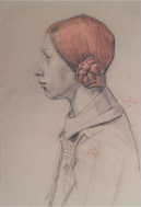 Door De Riemkap gerestaureerde tekening in pastel op papier.