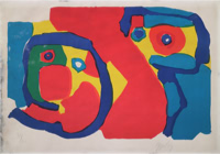 Door De Riemkap gerestaureerde zeefdruk op papier.