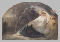 Door De Riemkap gerestaureerde aquarel op papier.