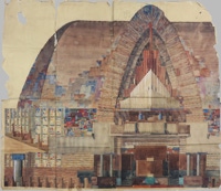 Door De Riemkap gerestaureerde aquarel op papier.