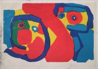 Door De Riemkap gerestaureerde zeefdruk op papier.