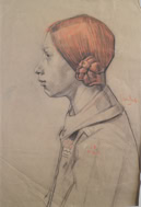 Door De Riemkap gerestaureerde tekening in pastel op papier.