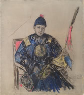 Door De Riemkap gerestaureerde tekening in pastel op papier.