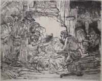 Door De Riemkap gerestaureerde ets op papier.