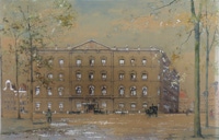 Door De Riemkap gerestaureerde aquarel op papier.