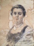 Door De Riemkap gerestaureerde tekening in pastel op papier.