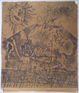 Door De Riemkap gerestaureerde ets op papier.